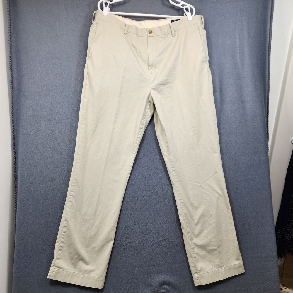 Polo Ralph Lauren Mens Pants 36x32 Chino Khaki Flat Front Straight Tagged 38/32